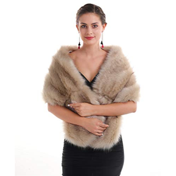 Lucky Leaf Luxurious Large Winter Faux Fur Wrap for Wedding & Party
