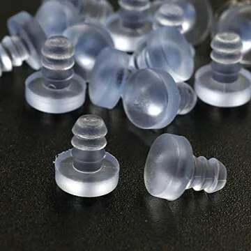 Luomorgo 50Pcs Stem Bumper Glides, Glass Top Table Bumpers with Stem for Cabinet Doors Patio Furniture, for 3/16 Inch Holes