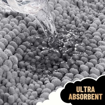 OLANLY Soft Chenille Bathroom Rug - Grey 30x20