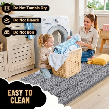 OLANLY Soft Chenille Bathroom Rug - Grey 30x20