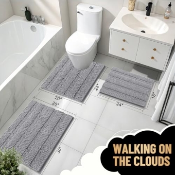 OLANLY Soft Chenille Bathroom Rug - Grey 30x20