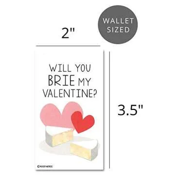 Nerdy Words Mini Wine & Cheese Charcuterie Board Valentines (Set of 24, Wallet-Sized Cards) for Valentine's Day (Set of 24)