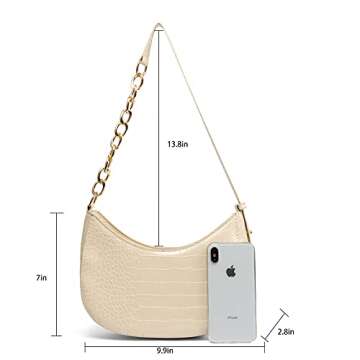 BABABA Classic Fashion Semi-circular Shoulder bag Handbags Messenger Bag, zipper Open And Close, Suitable For Women (white)