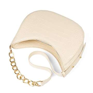 BABABA Classic Fashion Semi-circular Shoulder bag Handbags Messenger Bag, zipper Open And Close, Suitable For Women (white)