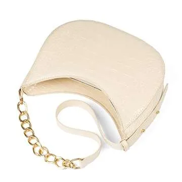 BABABA Classic Fashion Semi-circular Shoulder bag Handbags Messenger Bag, zipper Open And Close, Suitable For Women (white)