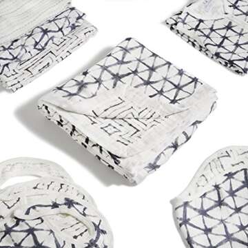 aden + anais Silky Soft Swaddle Blanket,100% Bamboo Viscose Muslin Blankets for Girls & Boys, Baby Receiving Swaddles, Ideal Newborn & Infant Swaddling Set, 3 Pack, Pebble Shibori