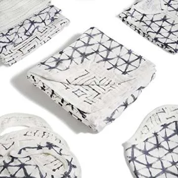 aden + anais Silky Soft Swaddle Blanket,100% Bamboo Viscose Muslin Blankets for Girls & Boys, Baby Receiving Swaddles, Ideal Newborn & Infant Swaddling Set, 3 Pack, Pebble Shibori