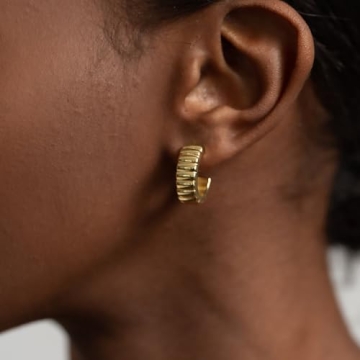 Chunky Gold Hoop Earrings Woman Lightweight 14K Jewelry