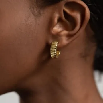 Chunky Gold Hoop Earrings Woman Lightweight 14K Jewelry