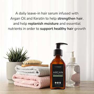 Profashion Argan Oil Hair Serum - Hair Care for Dry Damaged Hair - Smoothing Serum for Hair - Anti Frizz Serum - Renewing Argan Oil Hair Treatment with Hydrolyzed Keratin for Hair Conditioning, 2.4 oz