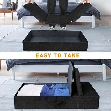 punemi Under Bed Storage Containers, Set of 2 Low Profile Under Crib Storage Bins With Lid, Large St...
