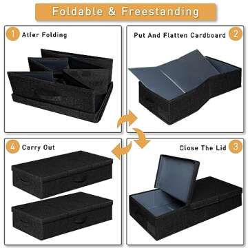 punemi Under Bed Storage Containers, Set of 2 Low Profile Under Crib Storage Bins With Lid, Large Sturdy Under Bed Clothes Drawer Organizers Box for Dorm Room Couch Closet Basement, Black