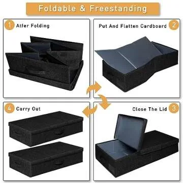 punemi Under Bed Storage Containers, Set of 2 Low Profile Under Crib Storage Bins With Lid, Large Sturdy Under Bed Clothes Drawer Organizers Box for Dorm Room Couch Closet Basement, Black