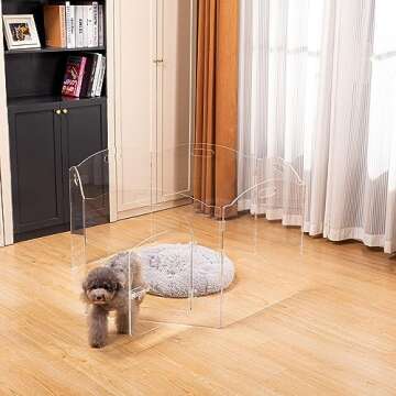 Dog Playpen OR Extra Wide 144" House Dog Gates 2-in-1 – Foldable 6 Panel Acrylic Indoor Fence, Cle...