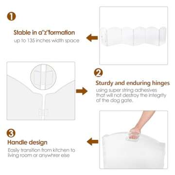 Dog Playpen OR Extra Wide 144" House Dog Gates 2-in-1 – Foldable 6 Panel Acrylic Indoor Fence, Clear Pet Gate with Door, 24" Tall Freestanding Play Pen for Puppy Small to Medium Dogs