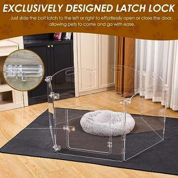 Dog Playpen OR Extra Wide 144" House Dog Gates 2-in-1 – Foldable 6 Panel Acrylic Indoor Fence, Clear Pet Gate with Door, 24" Tall Freestanding Play Pen for Puppy Small to Medium Dogs