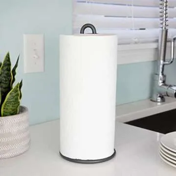 Spectrum Diversified Euro Paper Towel Holder Countertop, Industrial Gray - Sturdy Paper Towel Dispenser for Kitchen & Dining Table - Countertop Paper Towel Stand for Easy Dispensing & Organization