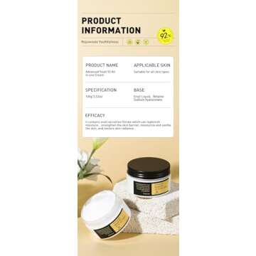 Advanced Snail Mucin 92% Face Cream Snail Moisturizer Powerful Anti Aging Blemishes for Deep Hydration, Skin Repair, and Wrinkle Reduction