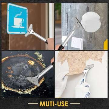 ORIENTOOLS Heavy Duty 4-inch Razor Blade Scraper with Long-Handle, Cleaning Glass Wall Scraper, Painting stripping tools,Tile Adhesive Removal