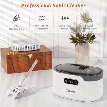 ZEBADIA Sonic Jewelry Cleaner - 600ml Ultrasonic Cleaner