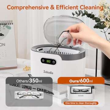 ZEBADIA Sonic Jewelry Cleaner - 600ml Ultrasonic Cleaner
