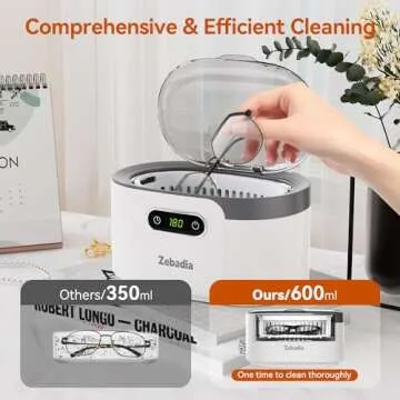 ZEBADIA Sonic Jewelry Cleaner - 600ml Ultrasonic Cleaner