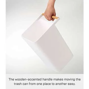 Yamazaki Home Como Modern Slim Square Trash Can Garbage Waste Basket for Bathroom Kitchen ABS Plastic One Size White