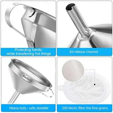 Premium Stainless Steel Funnel Set for Kitchen Efficiency