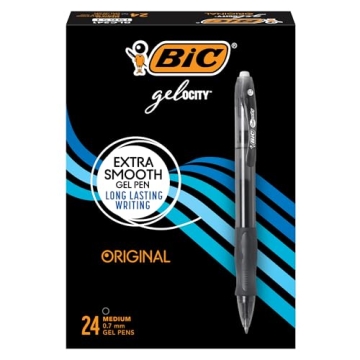 BIC Gelocity Black Gel Pens - 24 Pack, Smooth Writing