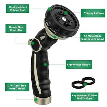 RESTMO Garden Hose Nozzle, Heavy Duty Metal Water Hose Sprayer for Watering Plants, Car and Pet Washing