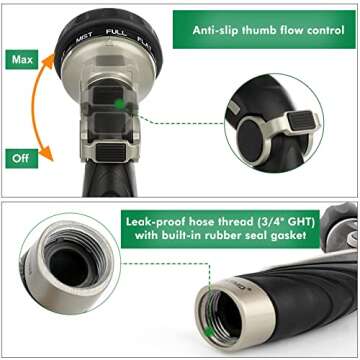 RESTMO Garden Hose Nozzle, Heavy Duty Metal Water Hose Sprayer for Watering Plants, Car and Pet Washing