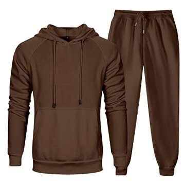 Men's Tracksuits,2 Piece Athletic Hoodie Tracksuit Set Activewear Solid Sweatshirt Sweatpant Sports ...