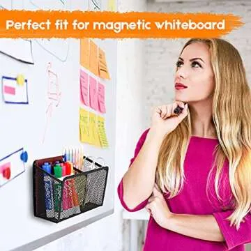 Magnetic Pencil Holder - Mesh Marker Organizer for Home & Office