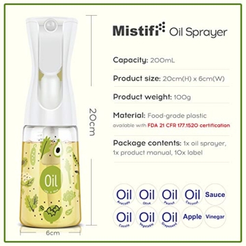 Mistifi Oil Sprayer - 6oz Versatile Kitchen Accessory