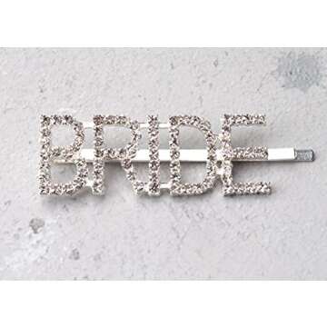 Sowaka BRIDE Hair Pin 2 Pcs Gold Silver Metal Vintage Hair Clip with Rhinestone Letter Hair Accessories for Bride Women Girls Wedding Bridal Shower Party Favor Bachelorette Party (BRIDE)