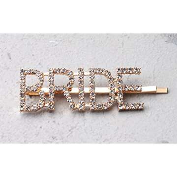 Sowaka BRIDE Hair Pin 2 Pcs Gold Silver Metal Vintage Hair Clip with Rhinestone Letter Hair Accessories for Bride Women Girls Wedding Bridal Shower Party Favor Bachelorette Party (BRIDE)