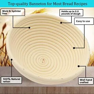 10" Round Banneton Proofing Basket for Artisan Bread Baking