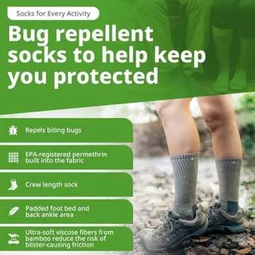 Insect Shield Lightweight Hiking Socks With Permethrin Bug Repellant - Protective Clothing for Men &...