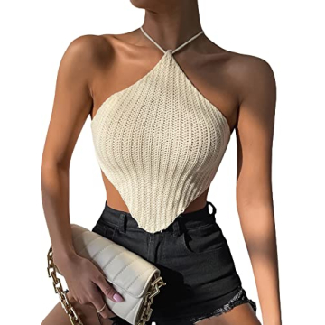 Stylish WDIRARA Women's Crisscross Tie Back Summer Top