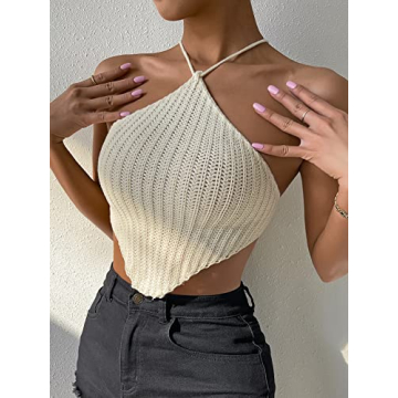 Stylish WDIRARA Women's Crisscross Tie Back Summer Top