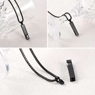 XSMZB Crystal Cremation Urn Jewelry Cube Memorial Ashes Necklace Pendant Keepsake- Black Birthstone Series(Black)