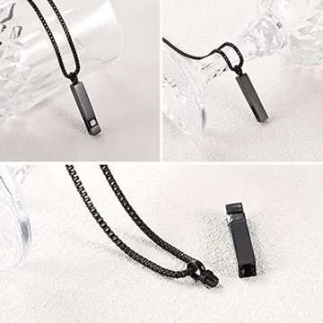 XSMZB Crystal Cremation Urn Jewelry Cube Memorial Ashes Necklace Pendant Keepsake- Black Birthstone Series(Black)