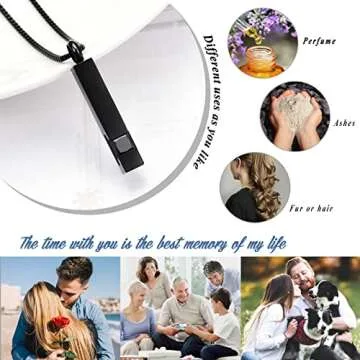 XSMZB Crystal Cremation Urn Jewelry Cube Memorial Ashes Necklace Pendant Keepsake- Black Birthstone Series(Black)