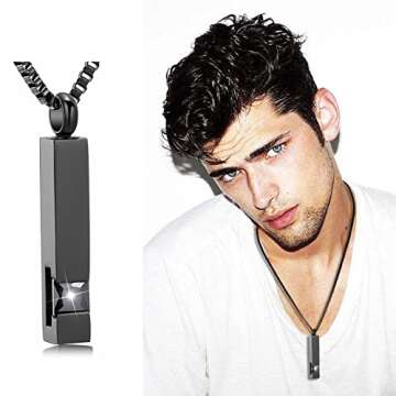 XSMZB Crystal Cremation Urn Jewelry Cube Memorial Ashes Necklace Pendant Keepsake- Black Birthstone Series(Black)