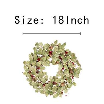 Skrantun 18 Inch Christmas Wreath for Front Door Winter Wreath Christmas Decorations
