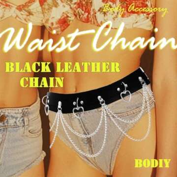 Bodiy Punk Waist Chain Belts Leather Gothic Layered Heart Love Rave Belly Body Chains Jewelry for Wo...