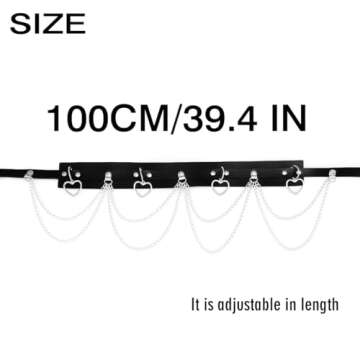 Bodiy Punk Waist Chain Belts Leather Gothic Layered Heart Love Rave Belly Body Chains Jewelry for Women Sexy (Black-1)