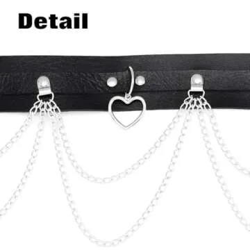 Bodiy Punk Waist Chain Belts Leather Gothic Layered Heart Love Rave Belly Body Chains Jewelry for Women Sexy (Black-1)