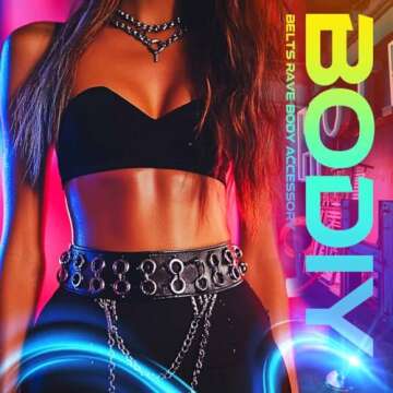 Bodiy Punk Waist Chain Belts Leather Gothic Layered Heart Love Rave Belly Body Chains Jewelry for Women Sexy (Black-1)