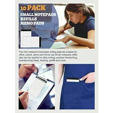 10 Pack Small Note Pads 3x5 Lined Writing Pads Mini Notepads Small Pads of Paper 3x5 With 30 Sheets per Notepad 80Gsm Paper Pads Mini Legal Pads 3x5 Inch Pocket Notebook for Taking Notes and Reminders